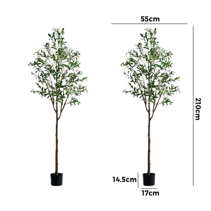 2x Artificial Olive Trees Tall Potted Plants 210cm Indoor Home Decor