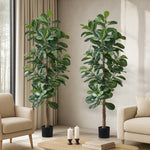 2x Artificial Fiddle Leaf Fig Trees Lifelike Potted Plants 180cm & 150cmGreen