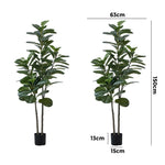2x Artificial Fiddle Leaf Fig Trees Lifelike Potted Plants 180cm & 150cmGreen