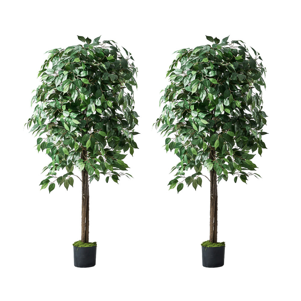 Artificial Ficus Tree 150cm Two Pack Lifelike Potted Indoor Plant Décor