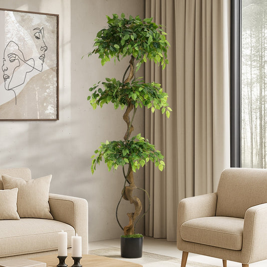 Artificial Ficus Tree 180cm Twisted Faux Potted Plant Indoor Home Décor