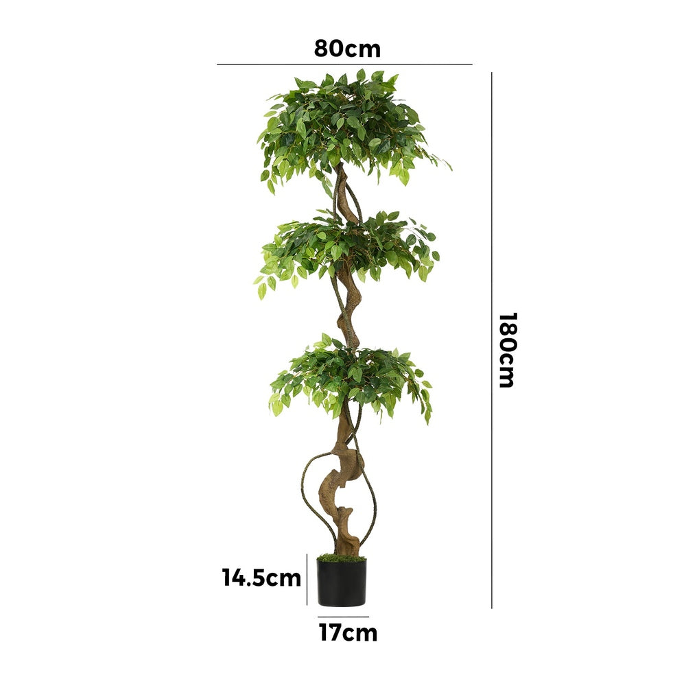 Artificial Ficus Tree 180cm Twisted Faux Potted Plant Indoor Home Décor