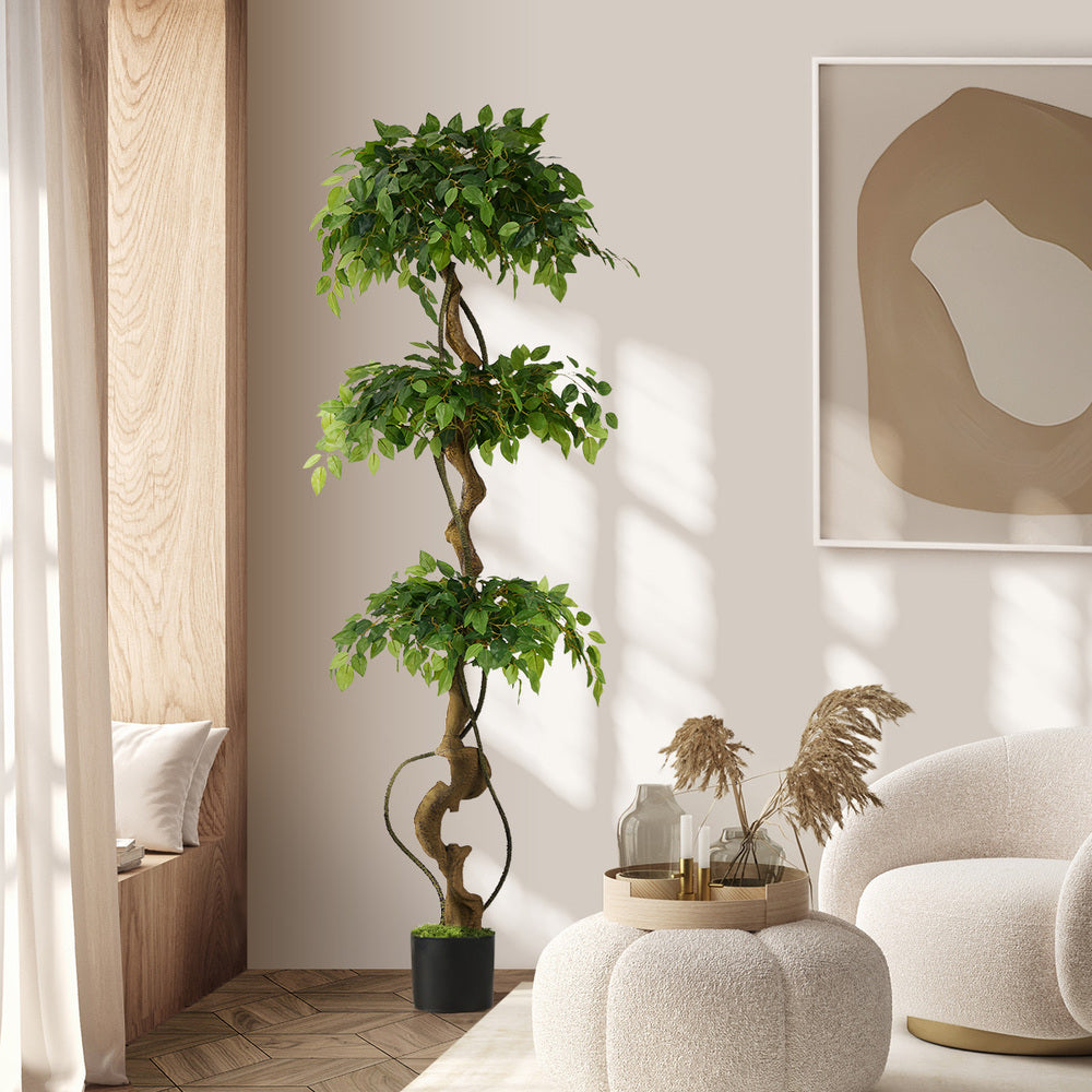 Artificial Ficus Tree 180cm Twisted Faux Potted Plant Indoor Home Décor