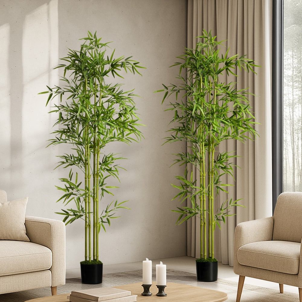 Artificial Bamboo Plant 2 Pack 180cm Faux Potted Indoor Outdoor Home Garden Décor