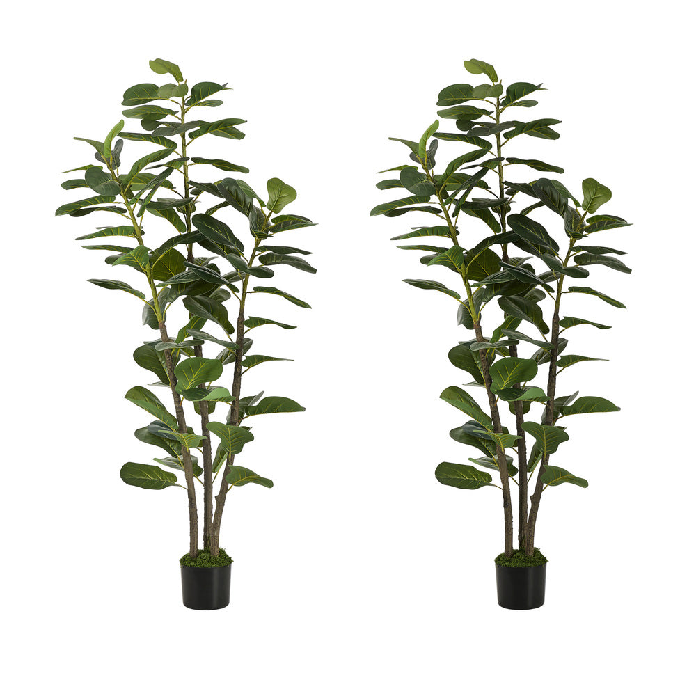 Artificial Fiddle Leaf Fig Tree 2 Pack 150cm Lifelike Faux Potted Indoor Plant