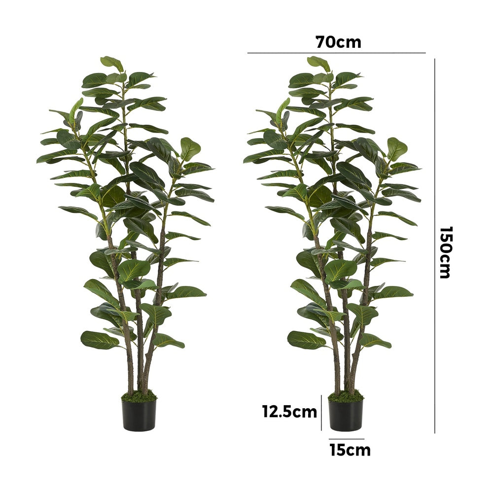 Artificial Fiddle Leaf Fig Tree 2 Pack 150cm Lifelike Faux Potted Indoor Plant