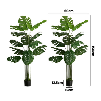 2Pack Artificial Tree 150cm Faux Monstera Deliciosa Plant Decor