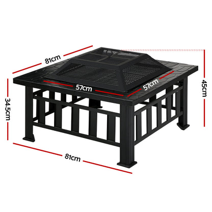 Fire Pit Bbq Grill 2-In-1 Table