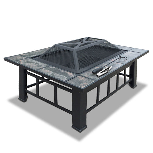 Fire Pit Bbq Grill Ice Bucket 3-In-1 Table