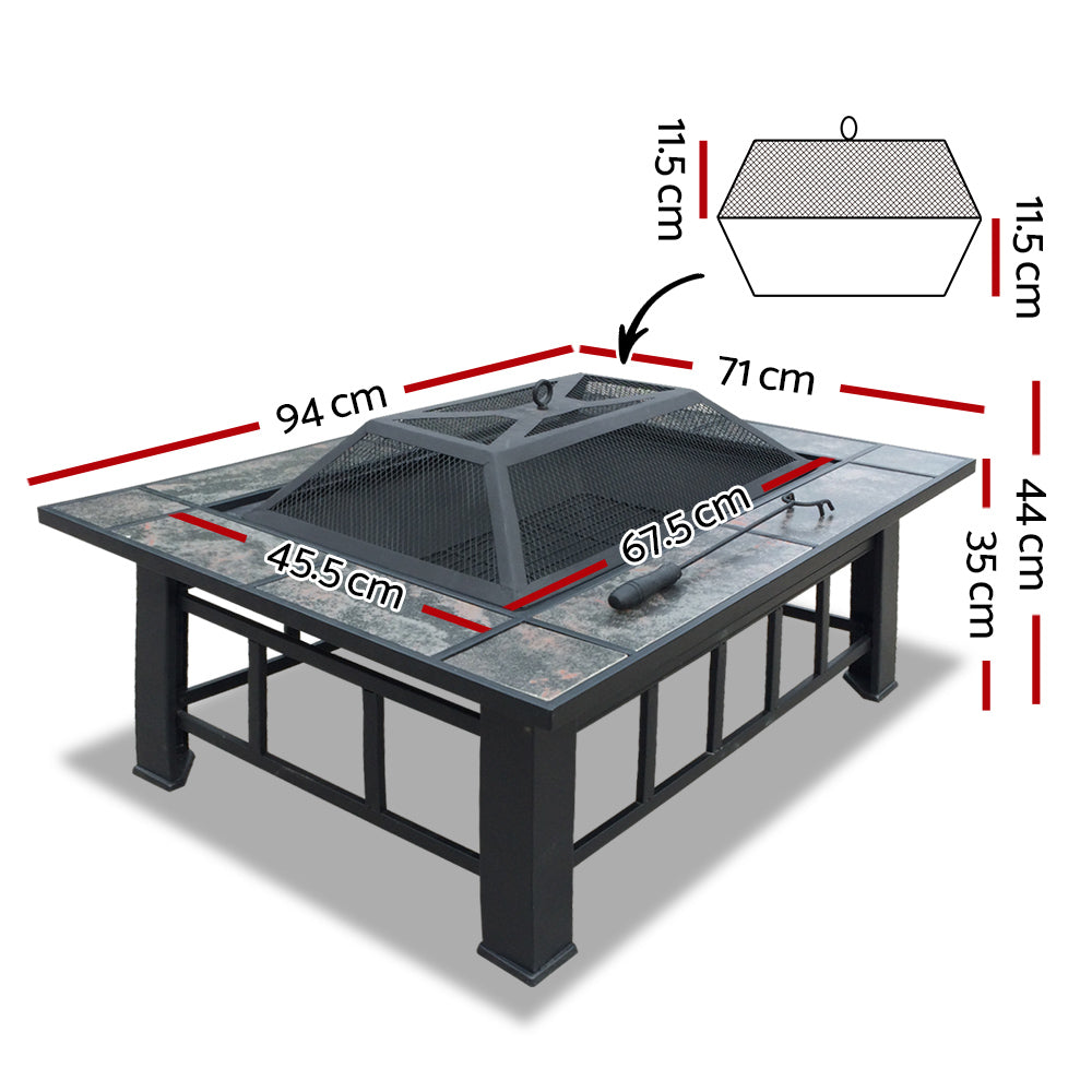 Fire Pit Bbq Grill Ice Bucket 3-In-1 Table