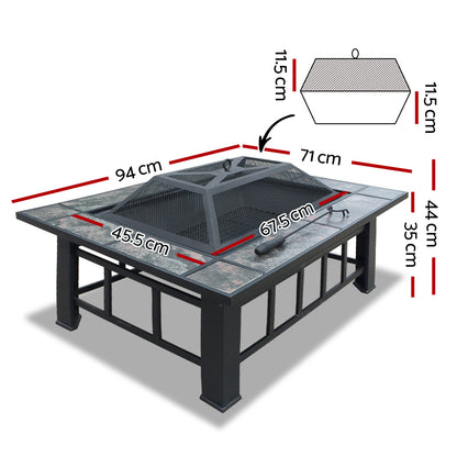 Fire Pit Bbq Grill Ice Bucket 3-In-1 Table
