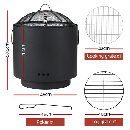 Deep Bowl Fire Pit BBQ Portable Outdoor Fireplace for Garden Patio