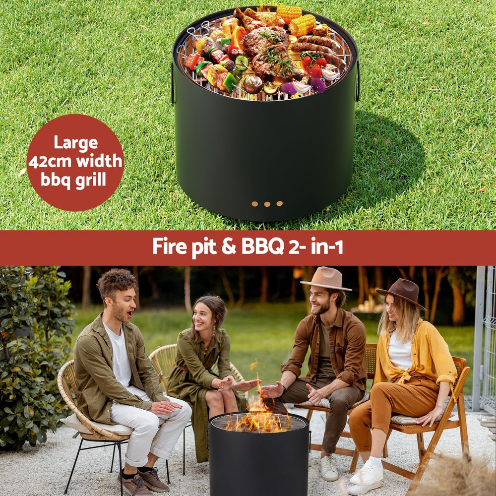 Deep Bowl Fire Pit BBQ Portable Outdoor Fireplace for Garden Patio