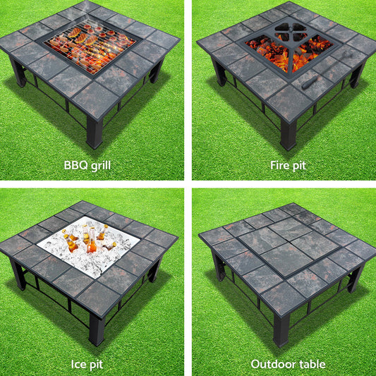 Fire Pit Bbq Grill Ice Bucket 4-In-1 Table