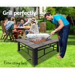 Grillz Outdoor Fire Pit BBQ Table Grill Fireplace Ice Bucket with Table Lid