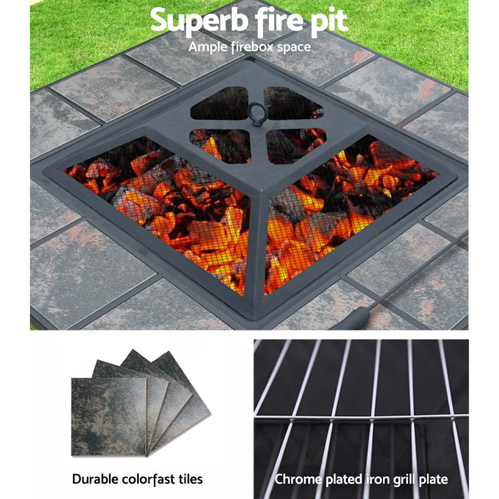 Fire Pit Bbq Grill Ice Bucket 4-In-1 Table