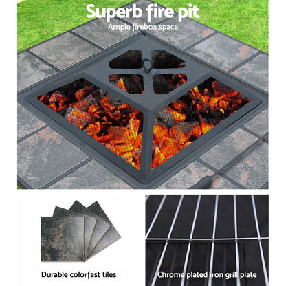Fire Pit Bbq Grill Ice Bucket 4-In-1 Table