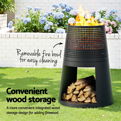 Deep Bowl Iron Fire Pit Outdoor Fireplace for Backyard Patio