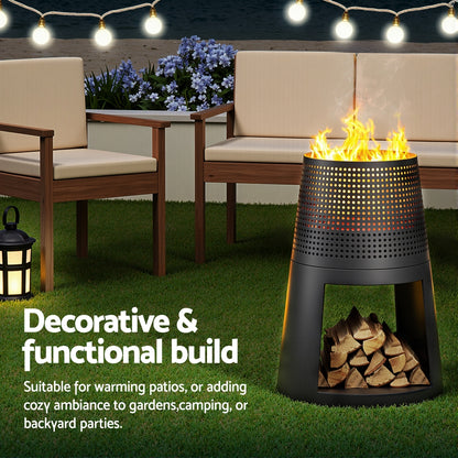 Deep Bowl Iron Fire Pit Outdoor Fireplace for Backyard Patio