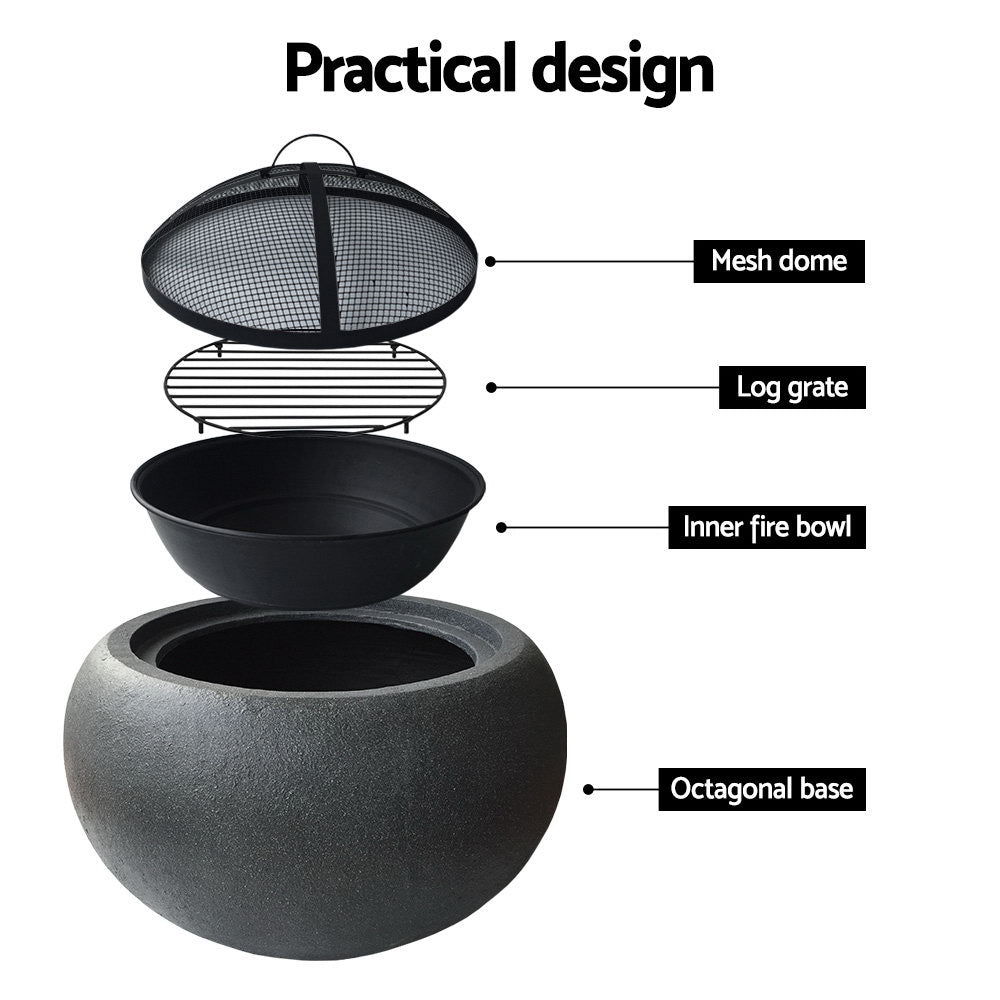 Fire Pit Bowl Black 61Cm