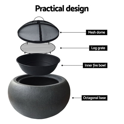 Fire Pit Bowl Black 61Cm