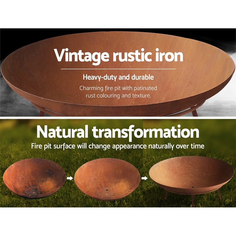 Fire Pit Cast Iron Rustic 60Cm