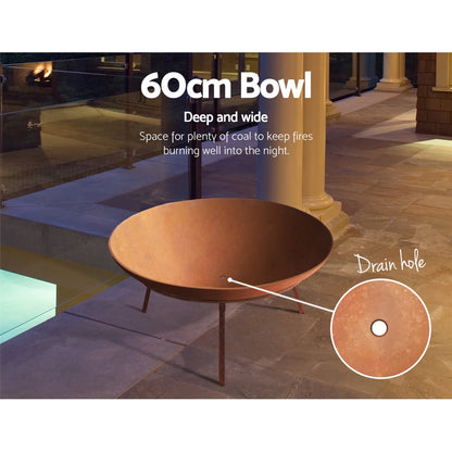 Fire Pit Cast Iron Rustic 60Cm