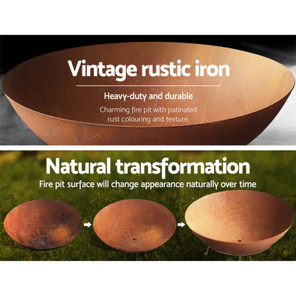 Fire Pit Cast Iron Rustic 70Cm