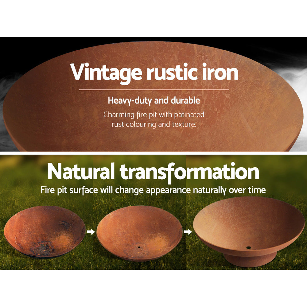 Fire Pit Bowl Cast Iron Rustic 70Cm