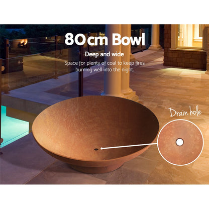 Fire Pit Bowl Cast Iron Rustic 80Cm