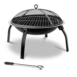 Grillz 30 Inch Portable Foldable Outdoor Fire Pit Fireplace
