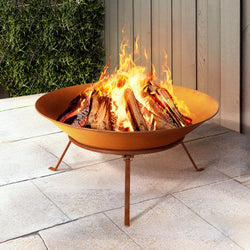 70cm Fire Pit Rustic Iron Bowl Outdoor