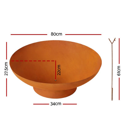 Fire Pit Iron Bowl 80cm Outdoor Patio Fireplace