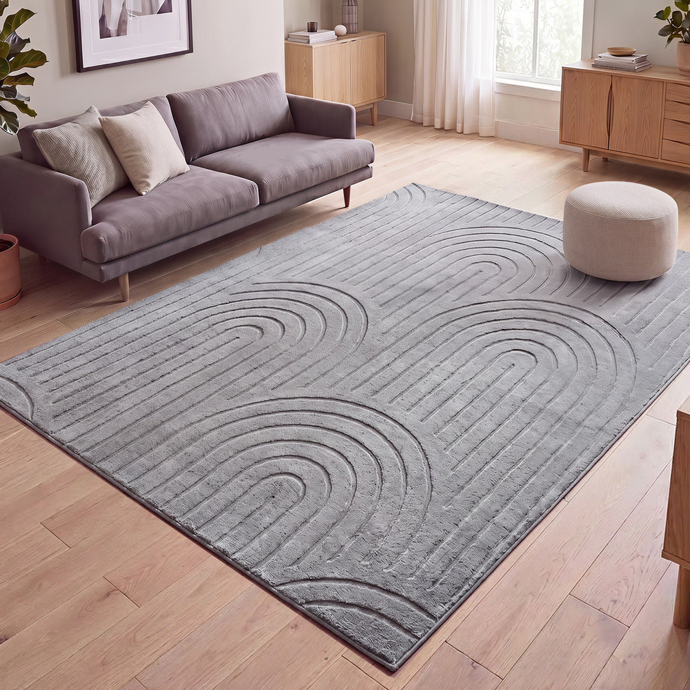 Geometric Jacquard Rug 200x290cm Grey | HomeAndLiving