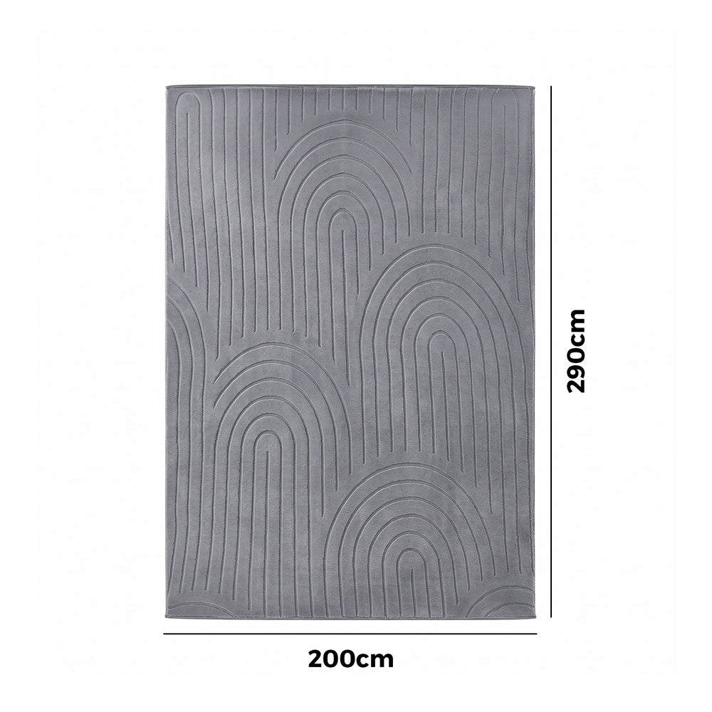 Geometric Jacquard Rug 200x290cm Grey | HomeAndLiving