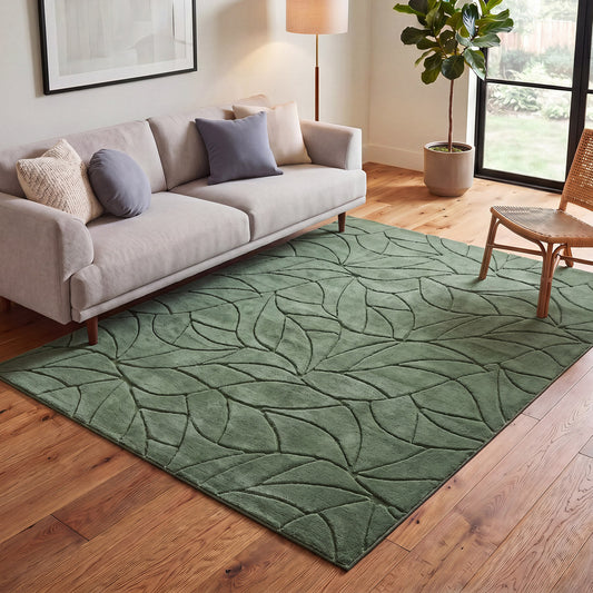Green Jacquard Rug 160x230cm Soft Faux Cashmere | HomeAndLiv - 5