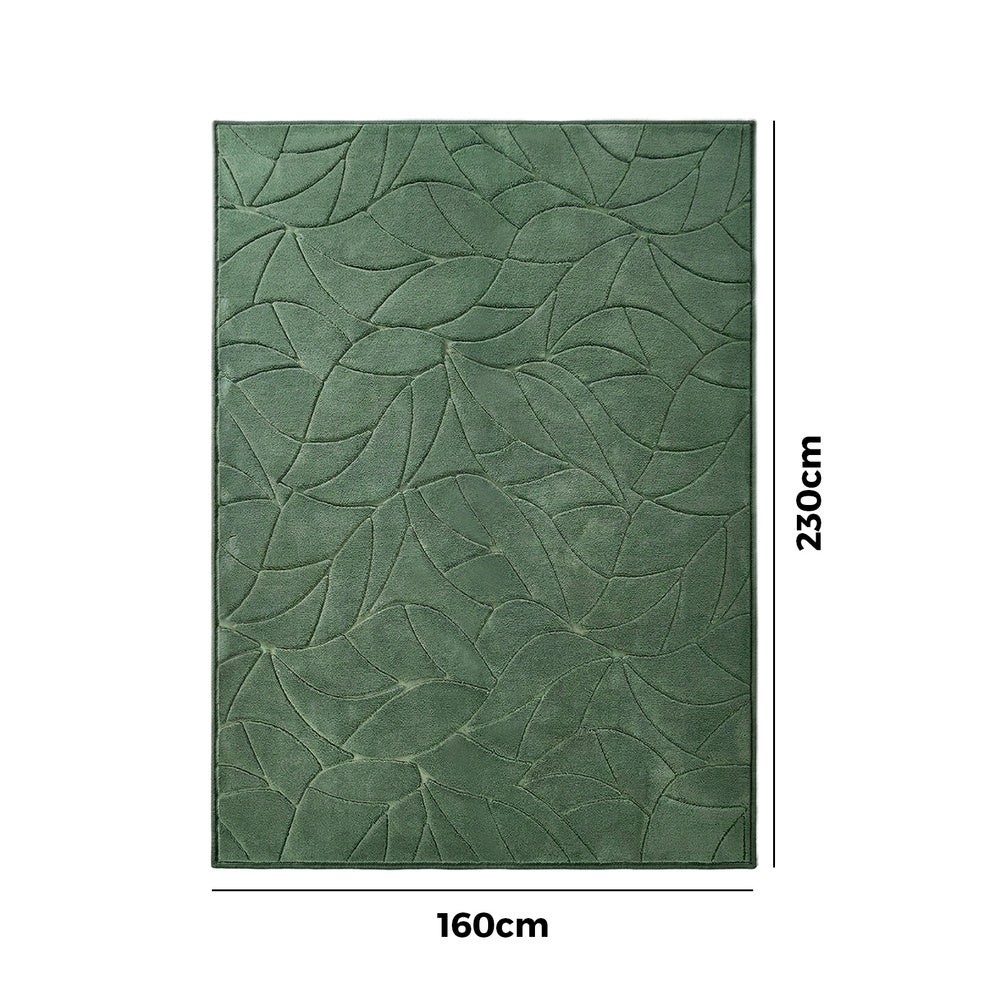 Green Jacquard Rug 160x230cm Soft Faux Cashmere | HomeAndLiv