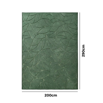 Green Leaf Jacquard Rug Soft 200x290cm