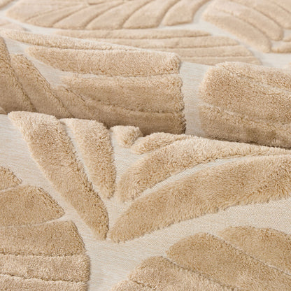 Embossed Leaf Floor Rug 200x290cm Beige | HomeAndLiving