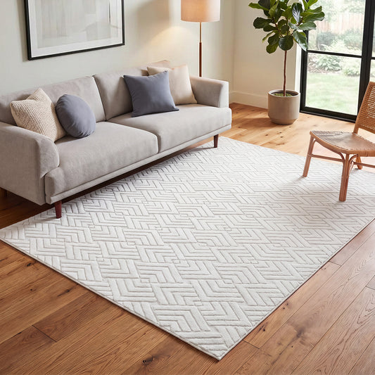 Jacquard Geometric Rug 160x230cm Ivory | HomeAndLiving - 3