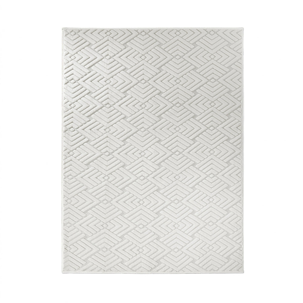 Jacquard Geometric Rug 160x230cm Ivory | HomeAndLiving