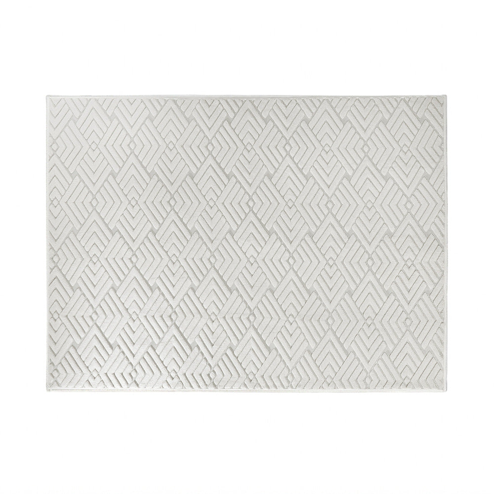 Jacquard Geometric Rug 160x230cm Ivory | HomeAndLiving