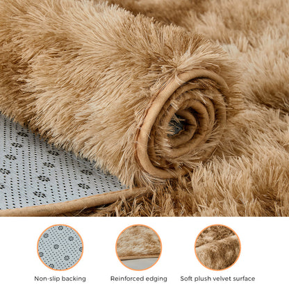Taupe Shaggy Rug Anti Slip 200x290cm