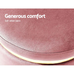 Round Velvet Foot Stool Ottoman Foot Rest Pouffe Padded Seat Pouf Bedroom Pink