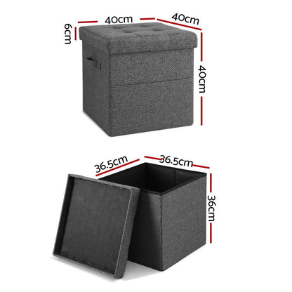 Grey Storage Ottoman Footstool 40x40x40cm