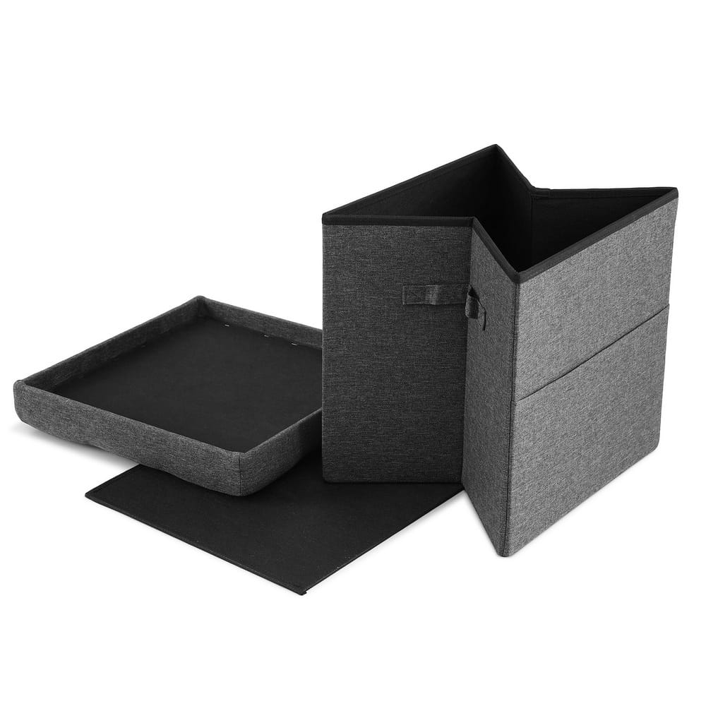 Grey Storage Ottoman Footstool 40x40x40cm