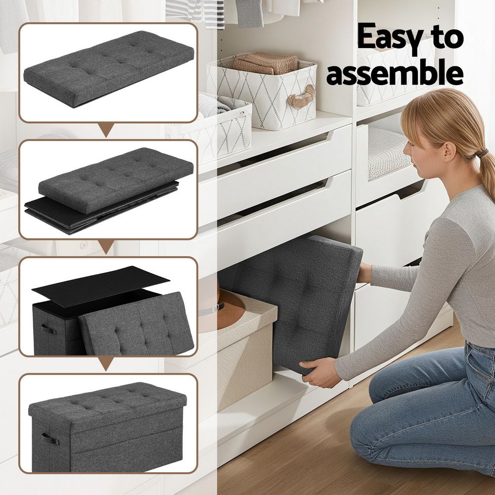 Modern Foldable Storage Ottoman Foot Stool Comfortable Home Seating - 6