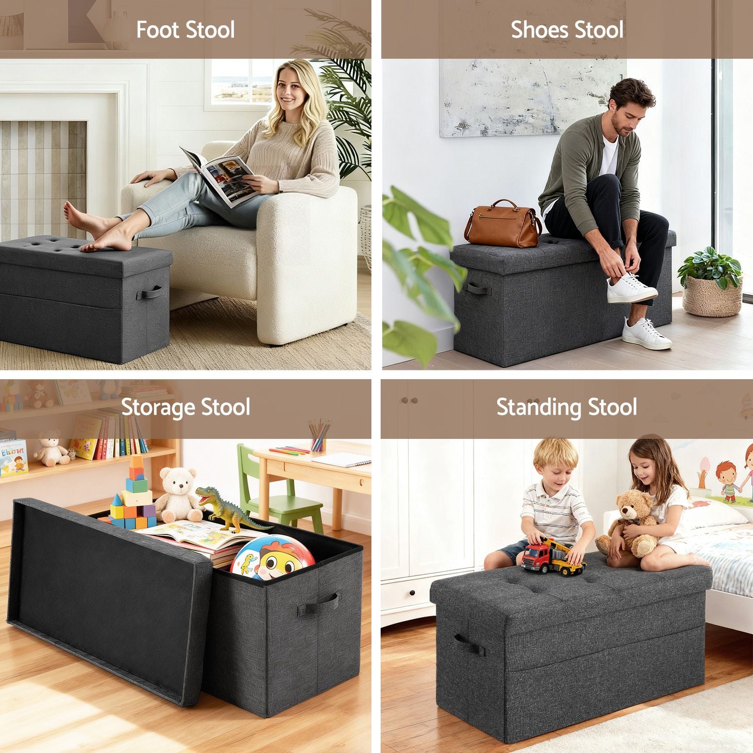 Modern Foldable Storage Ottoman Foot Stool Comfortable Home Seating - 5
