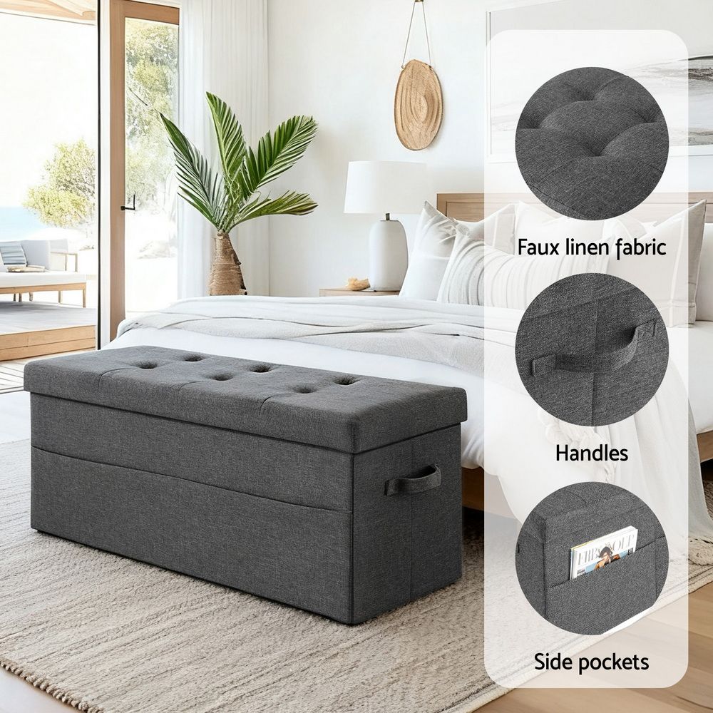 Modern Foldable Storage Ottoman Foot Stool Comfortable Home Seating