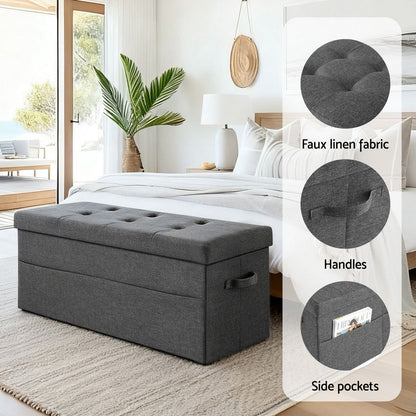 Modern Foldable Storage Ottoman Foot Stool Comfortable Home Seating